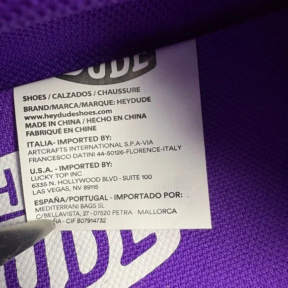 Hey Dude Wally Tri Clemson Orange Purple Men's Size 8 Casual Slip On Loafers NEW - Picture 9 of 16